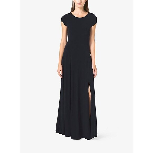 Michael Kors Sophisticated Minimalist Cap-Sleeve Flirty Front Slit Maxi Dress S - Picture 1 of 8